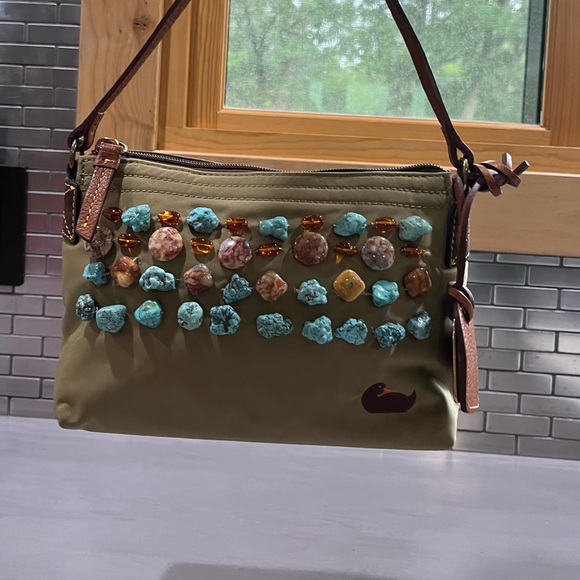 Dooney & Bourke Pouchette with custom stones, genuine Turquoise and Amber - Picture 6 of 16